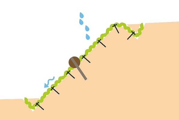 Kokosové a jutové siete, rohože, valce, textílie v protieróznej ochrane a spevňovaní svahov
